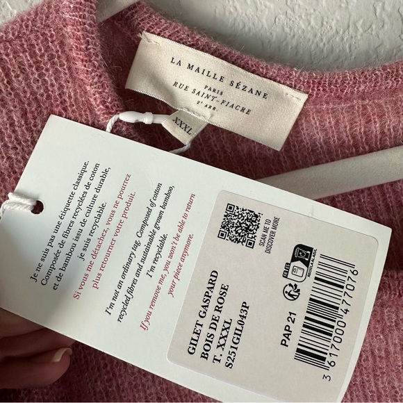 NWT SEZANE Gaspard Rosewood Pink Cardigan SZ XXXL - Picture 3 of 6